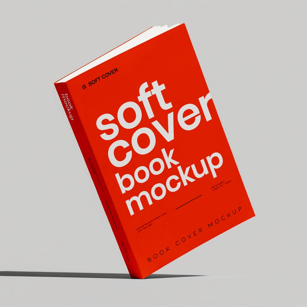 Free Front View Softcover Book Mockup PSD