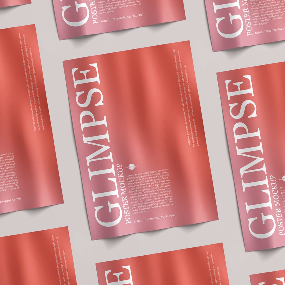 Free Grid Wrinkled A3 Poster Mockup Template PSD