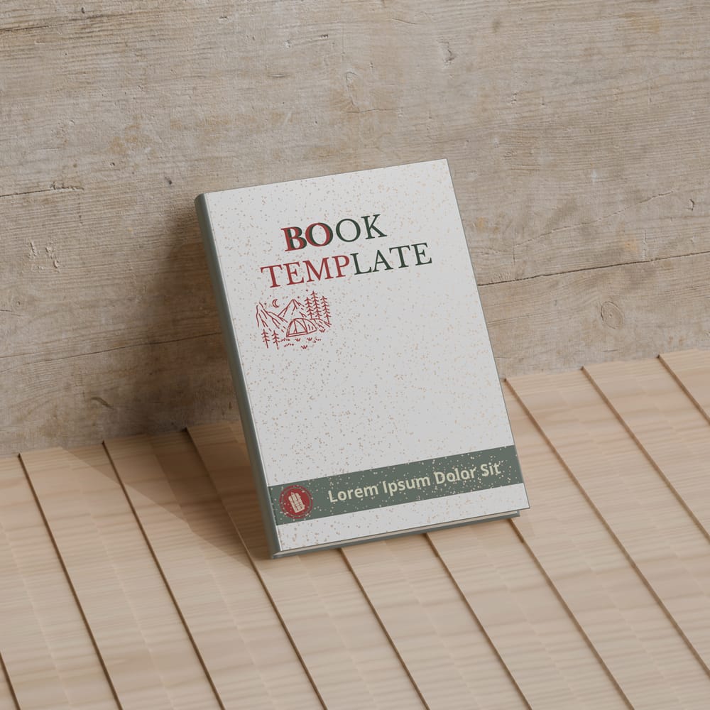 Free Hardcover Book Mockup on Wood Background PSD