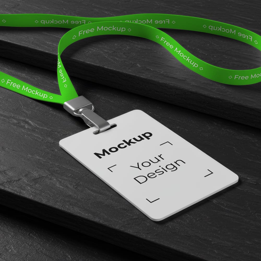 Free ID Card on Dark Steps Mockup PSD