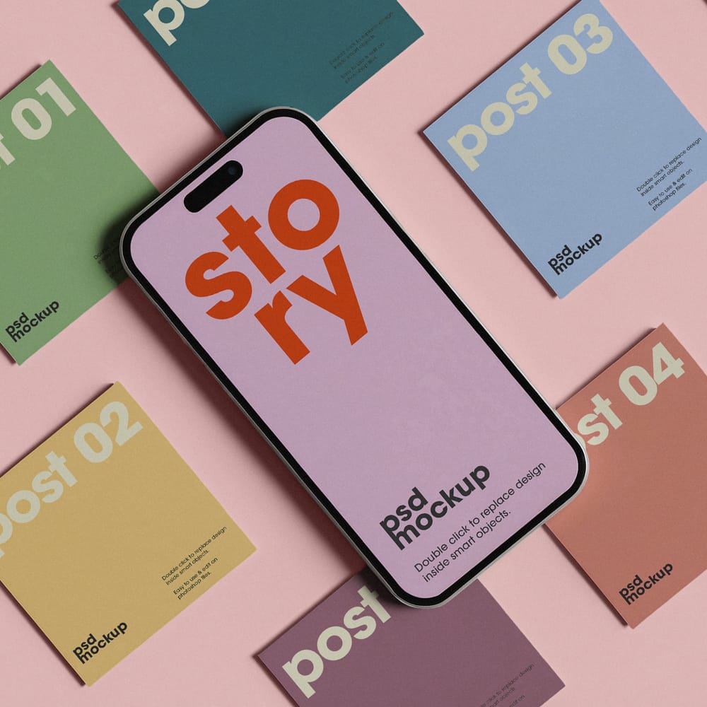 Free Instagram Story Post Mockup PSD