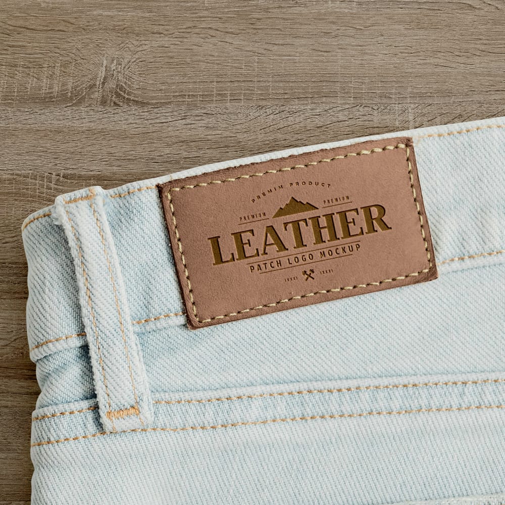 Free Jeans Leather Patch Mockup PSD