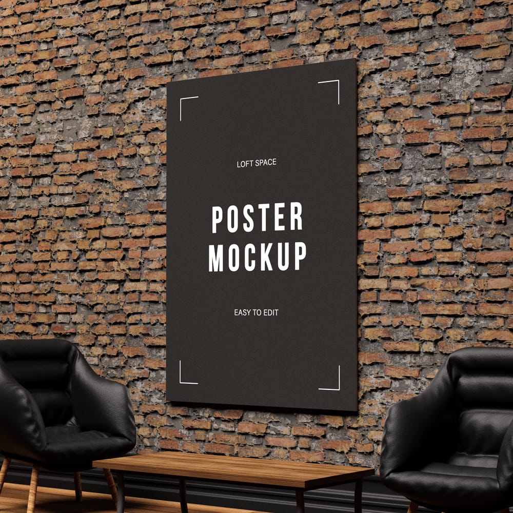 Free Loft Space Poster Mockup PSD