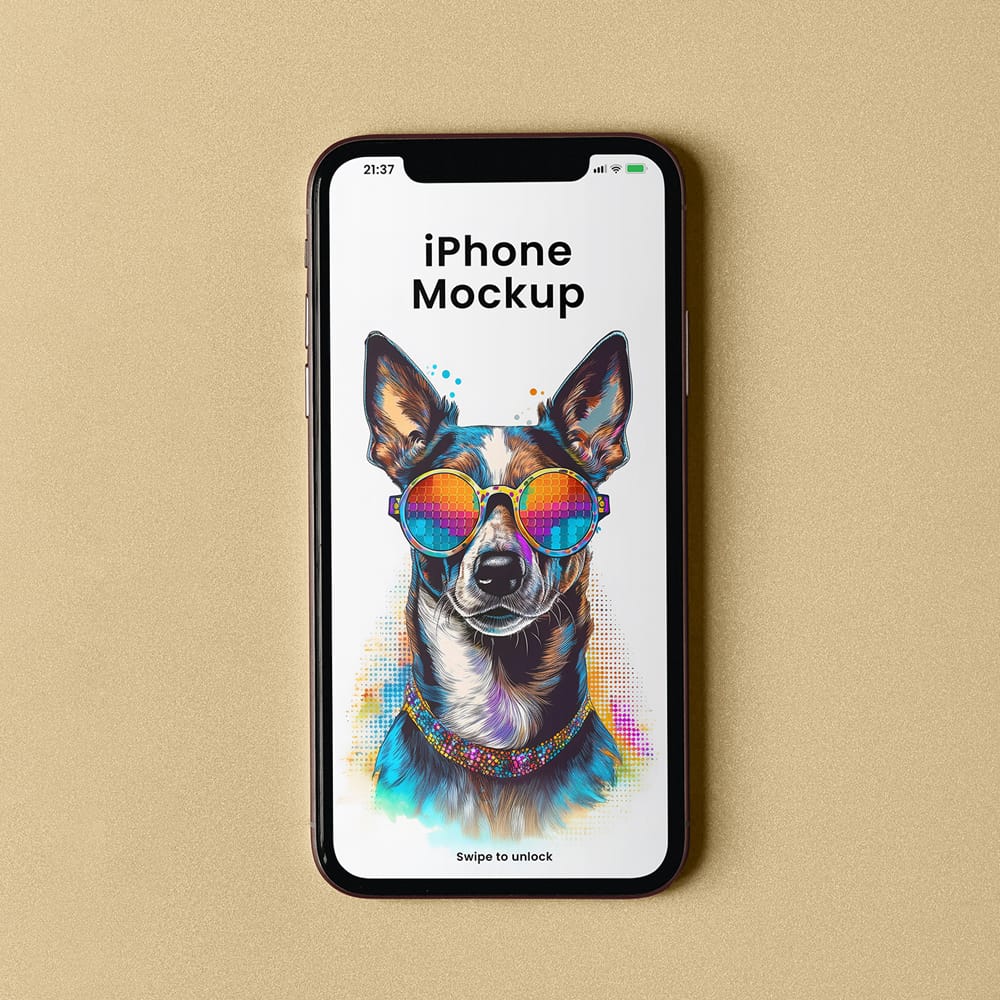 Free Lying iPhone Screen Mockup PSD