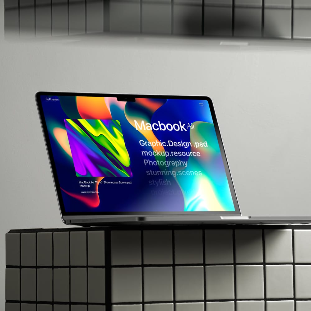 Free MacBook Pro Showcase Screen Scene Mockup PSD