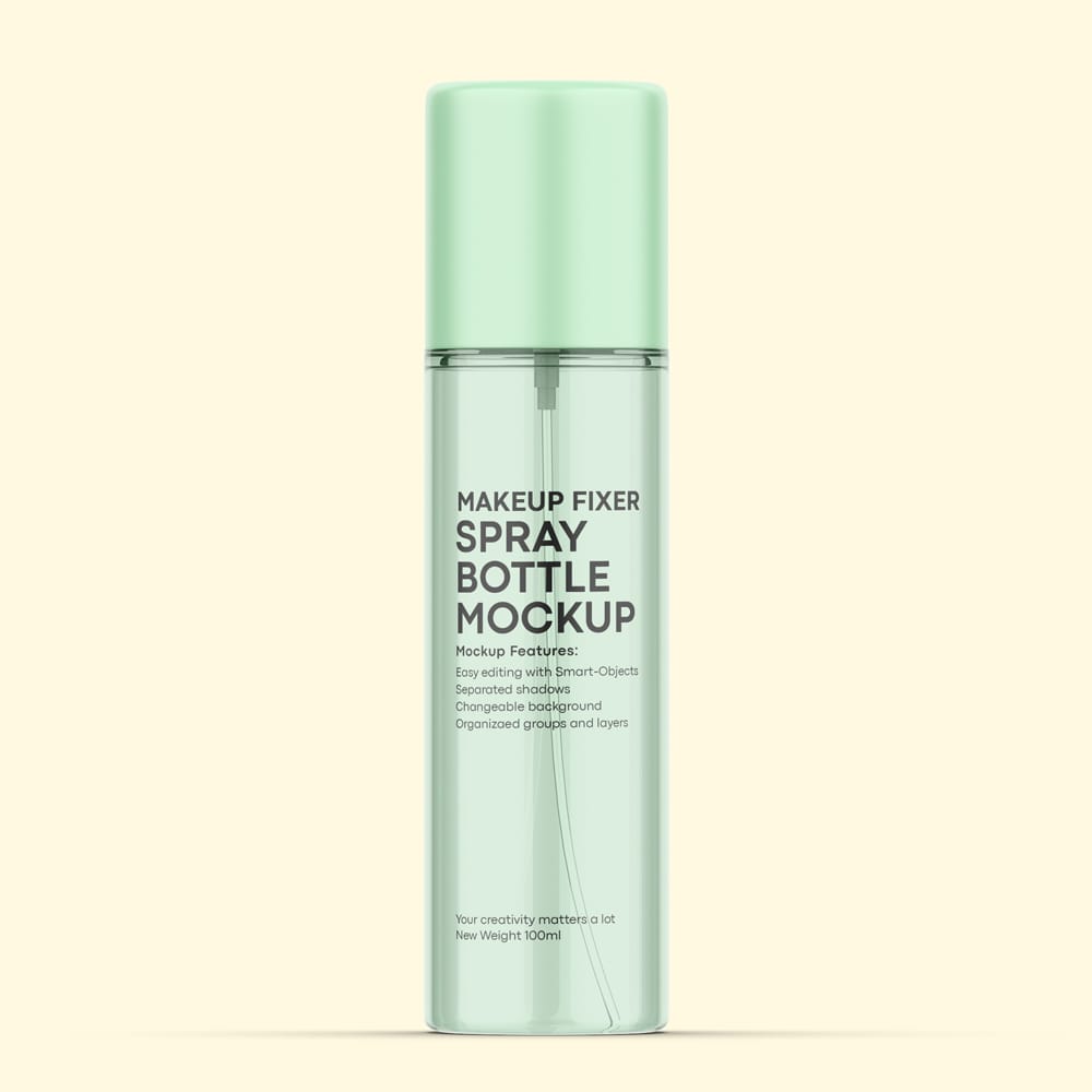Free Makeup Fixer Spray Bottle Mockup PSD