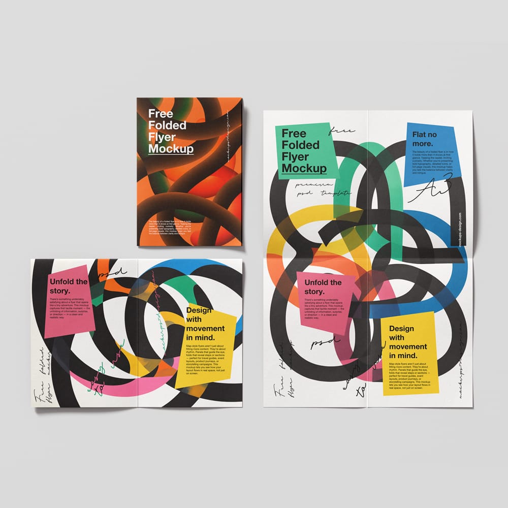 Free Map Folded Flyer Mockup PSD