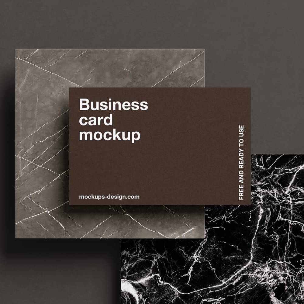 Free Marble Surface Business Card Mockup PSD