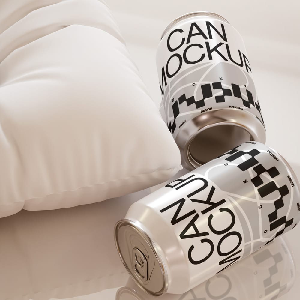 Free Metallic Slim Can Packaging Mockup PSD