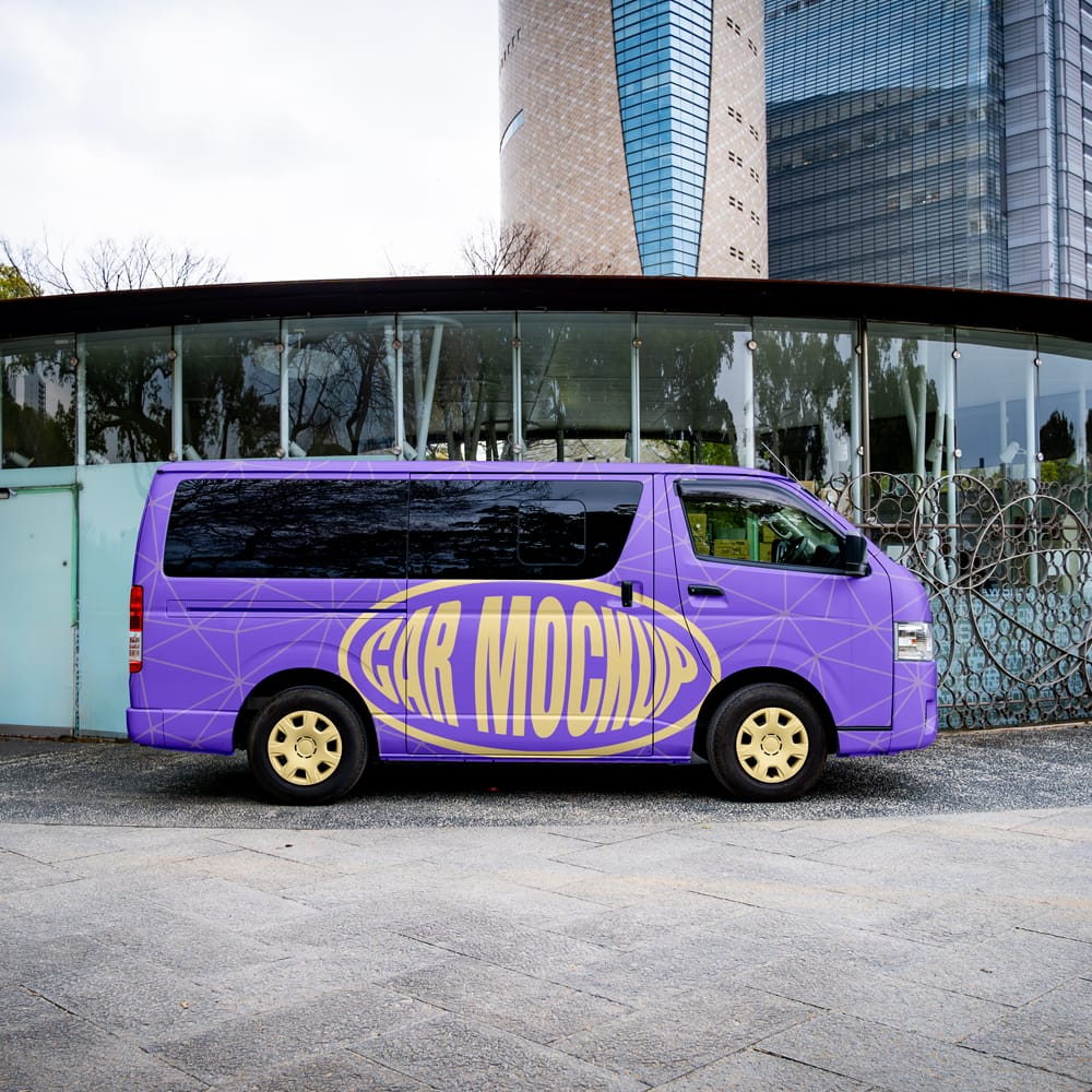 Free Mini Bus Vehicle Mockup PSD