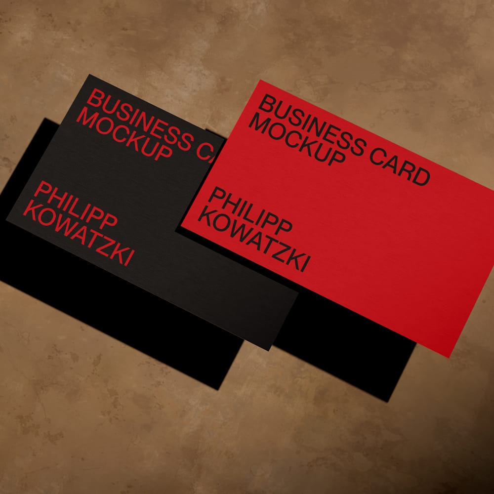 Free Modern Black and Red Business Card Mockup PSD