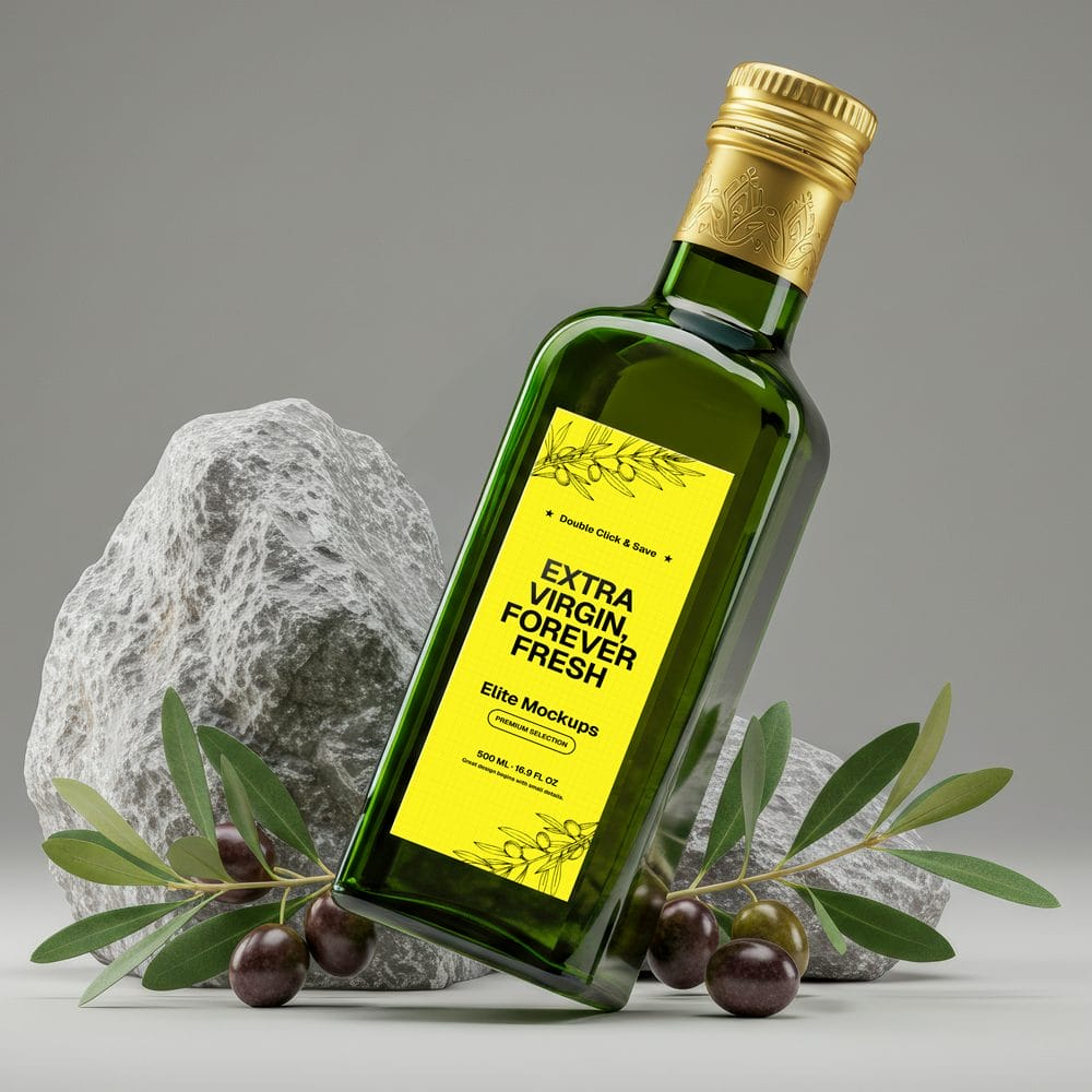 Free Olive Oil Bottle Mockup PSD
