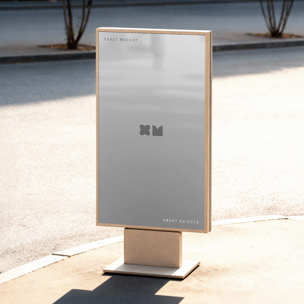 Free Outdoor Vertical Billboard Mockup PSD