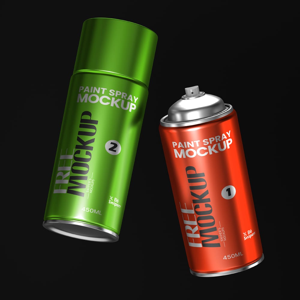 Free Paint Spray Can Mockups PSD