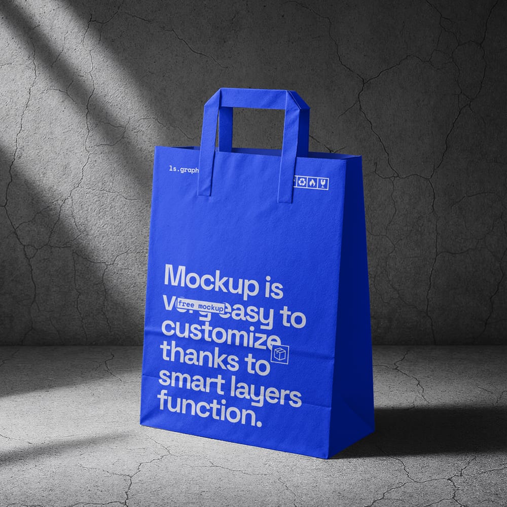 Free Paper Bag Mockup in Dramatic Lighting PSD