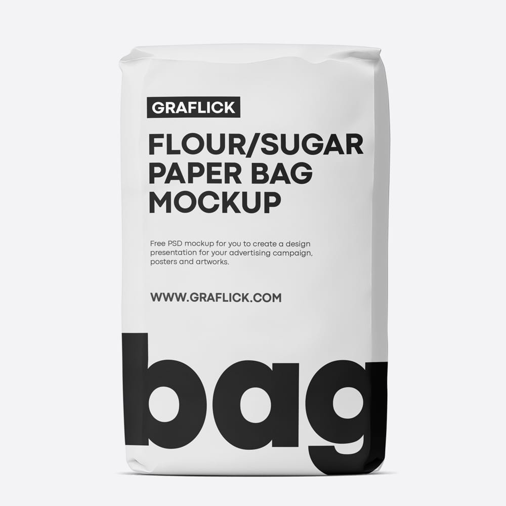 Free Paper Flour Bag Mockup Template PSD