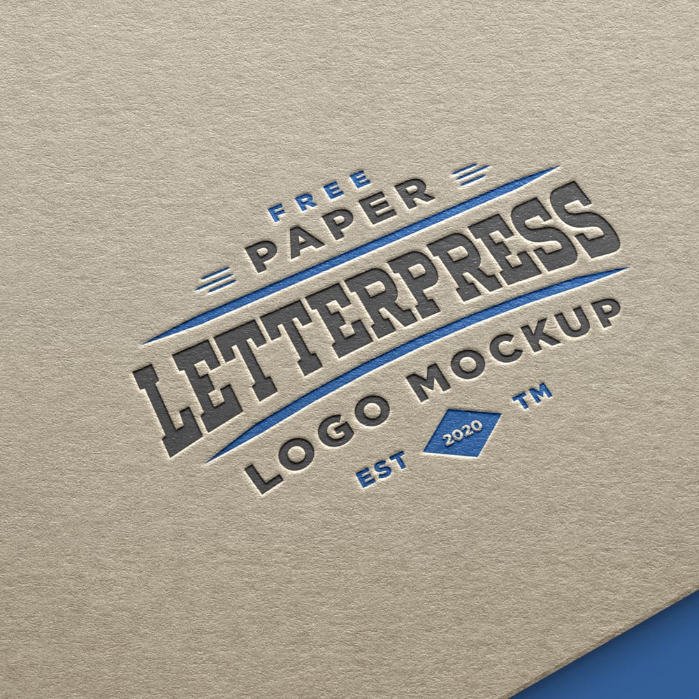 Free Paper Letterpress Logo Mockup PSD