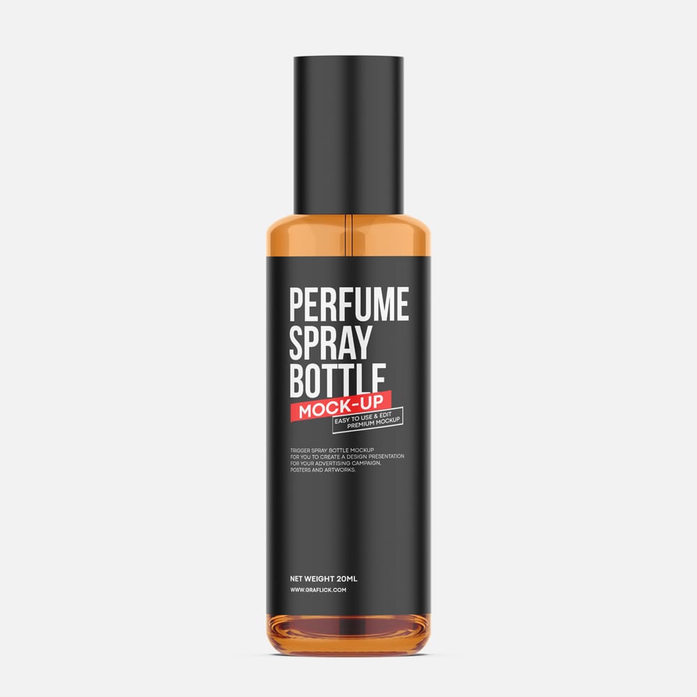 Free Perfume Spray Bottle with Label Mockup PSD