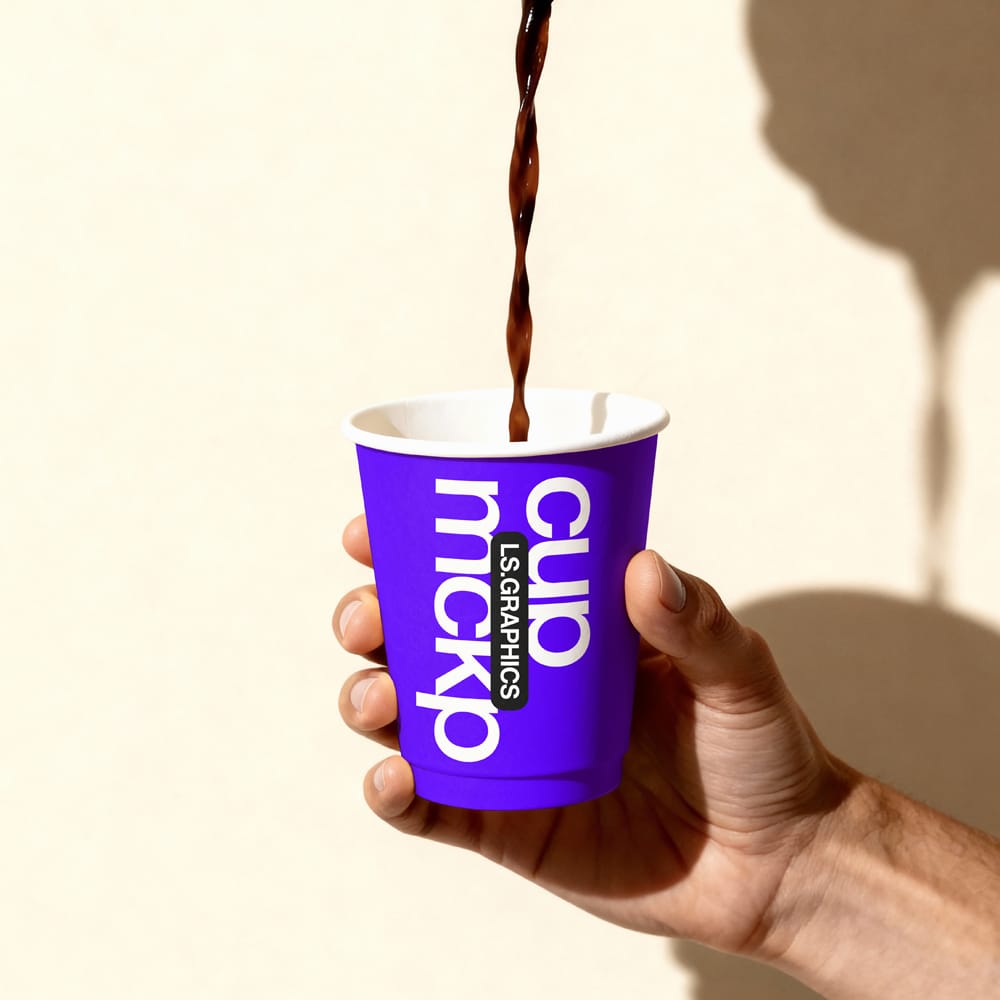 Free Photorealistic Hand Holding Coffee Cup Mockup PSD