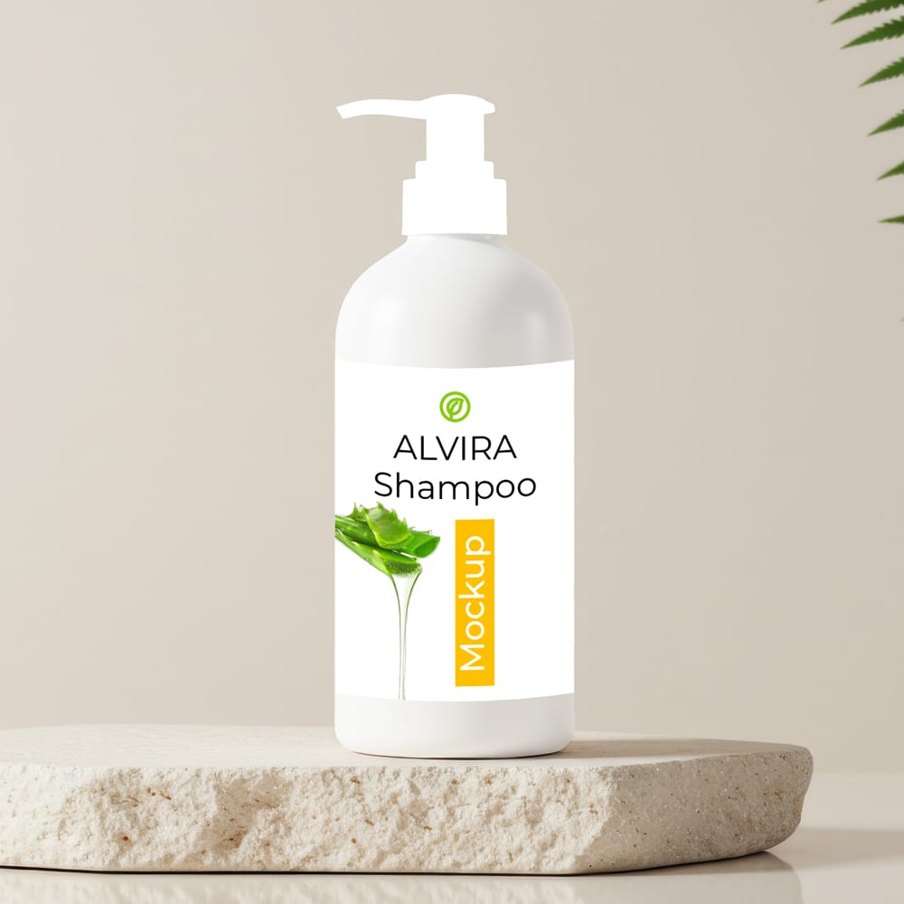 Free Pump Shampoo Bottle Mockup PSD