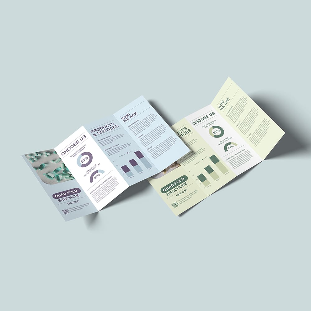 Free Quad-Fold Brochure Mockup PSD