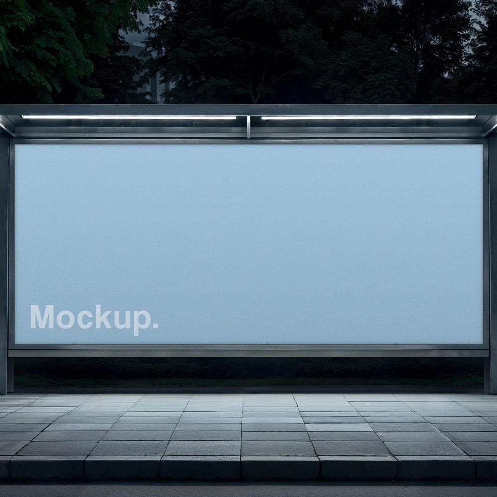 Free Realistic Bus Stop Mockup for Poster PSD