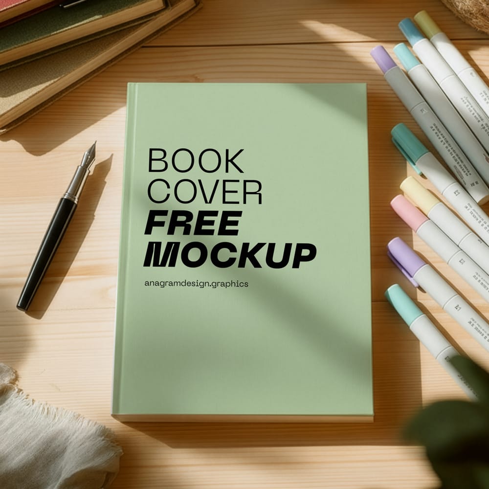 Free Realistic Hardcover Book Cover Mockup PSD
