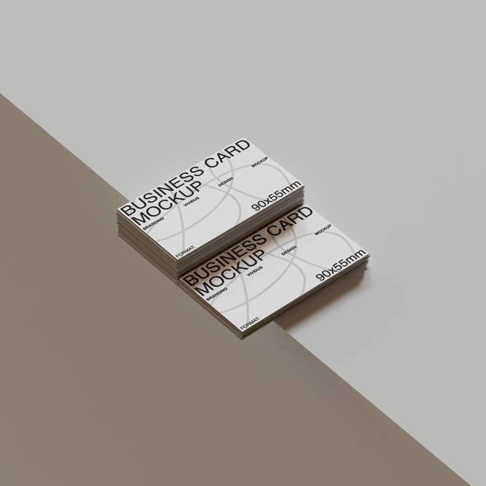 Free Realistic Stacked Business Card Mockup Template PSD