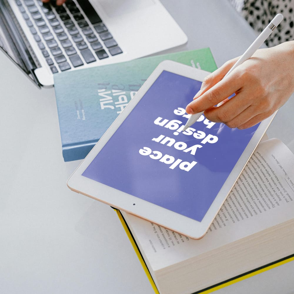 Free Realistic iPad Mockup on a Desk PSD