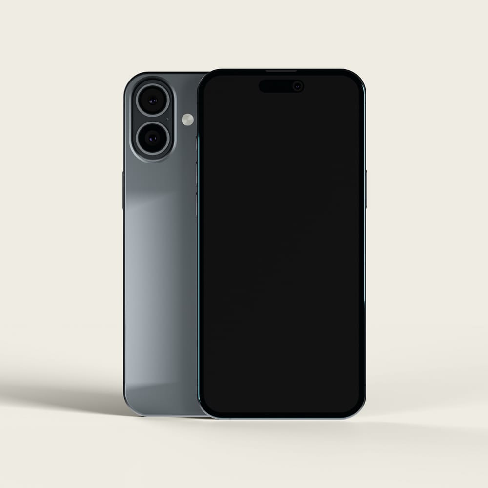 Free Realistic iPhone 16 Front and Back View Mockup PSD