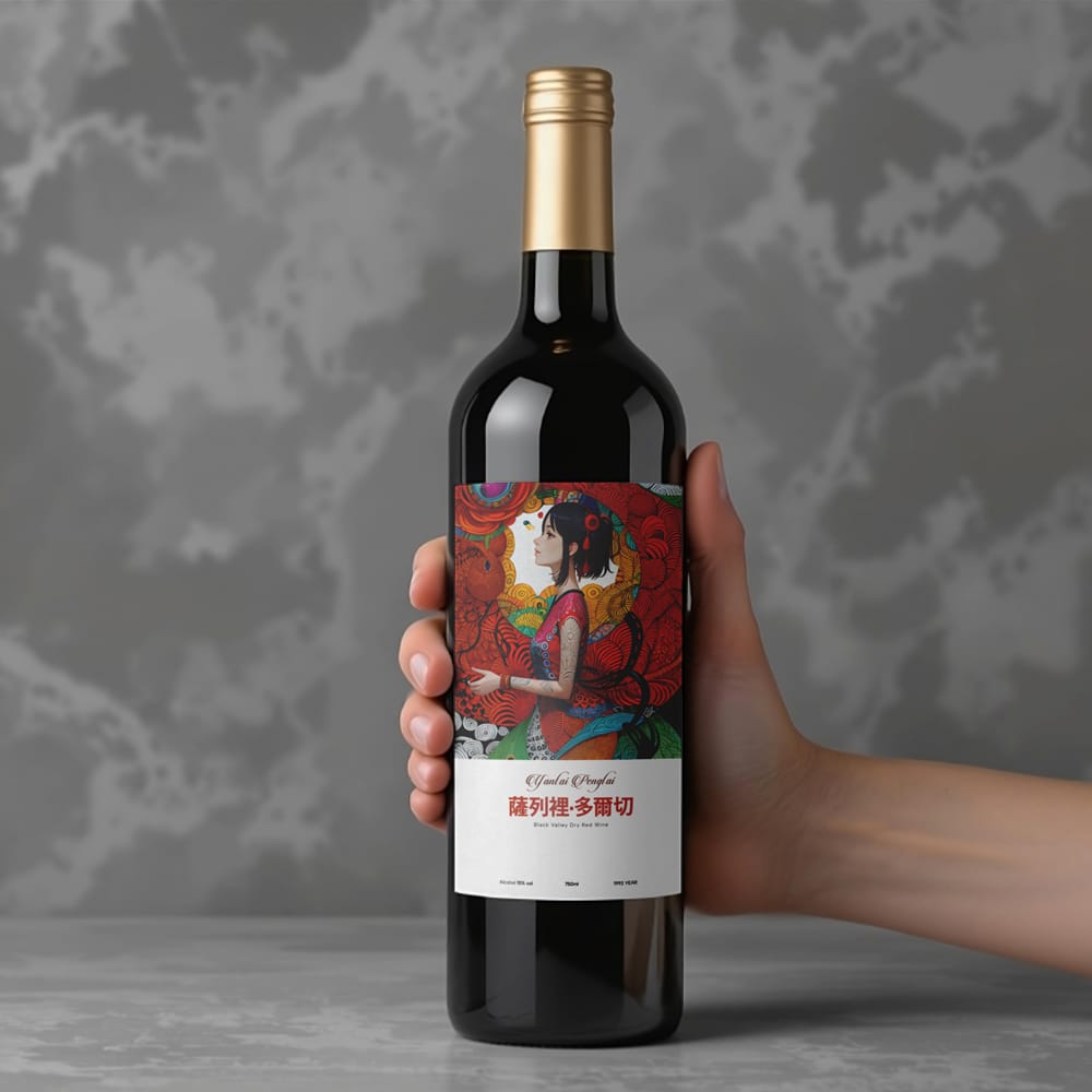 Free Red Wine Bottle Mockup PSD
