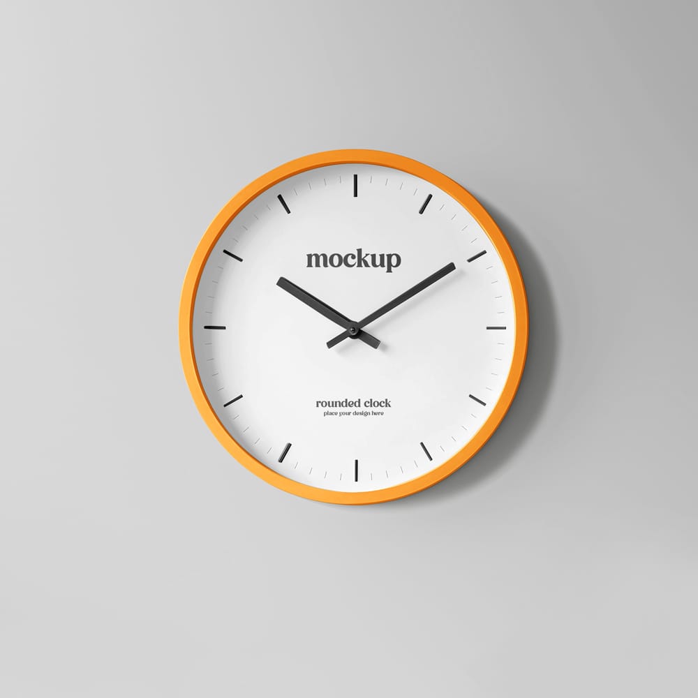 Free Rounded Clock Mockup PSD