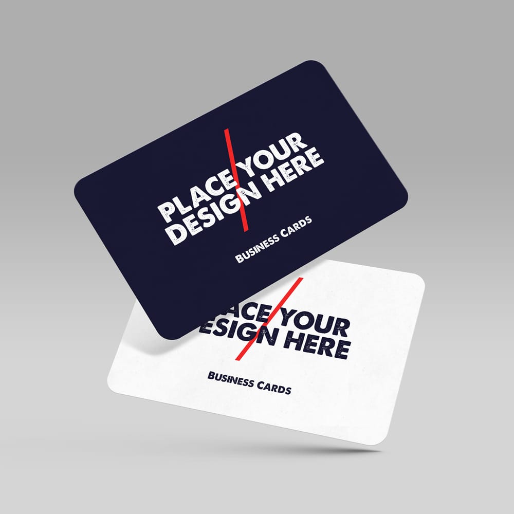 Free Rounded Corners Floating Business Card Mockup PSD