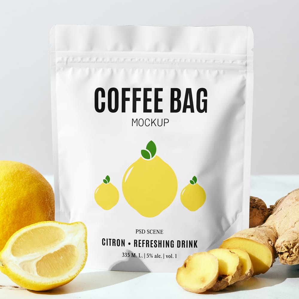 Free Small Coffee Bag Mockup Template PSD