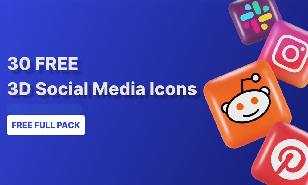 Free Social Media 3D Icons for Figma