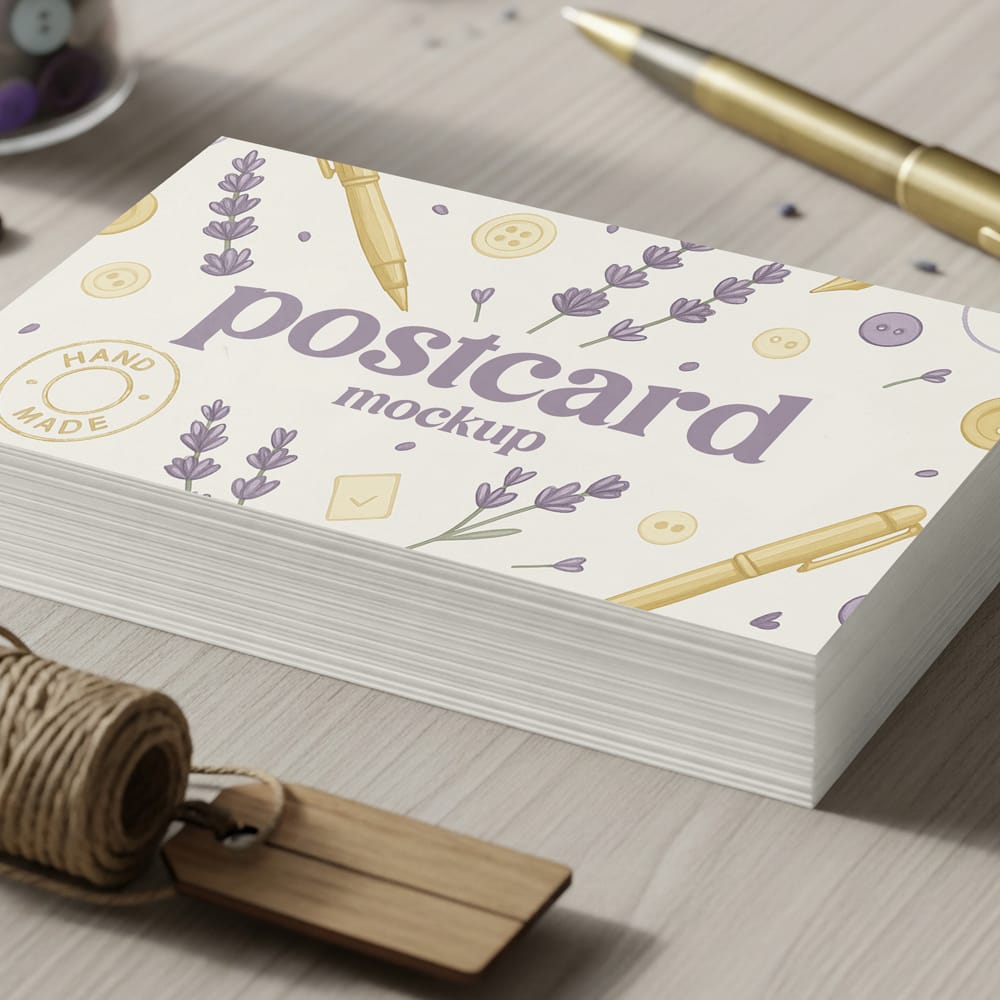 Free Stack of Post Card Mockup PSD