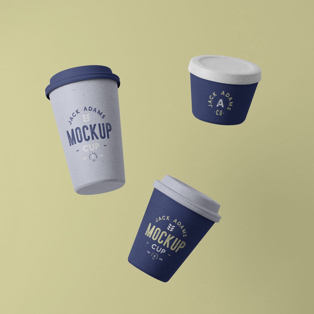Free Three Cup Mockups PSD