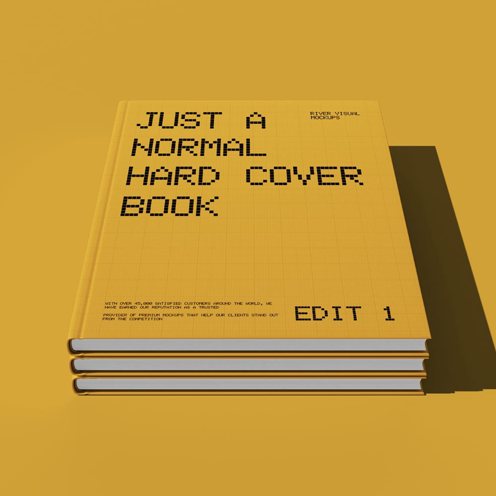 Free Three Hardcover Book Stack Mockup PSD