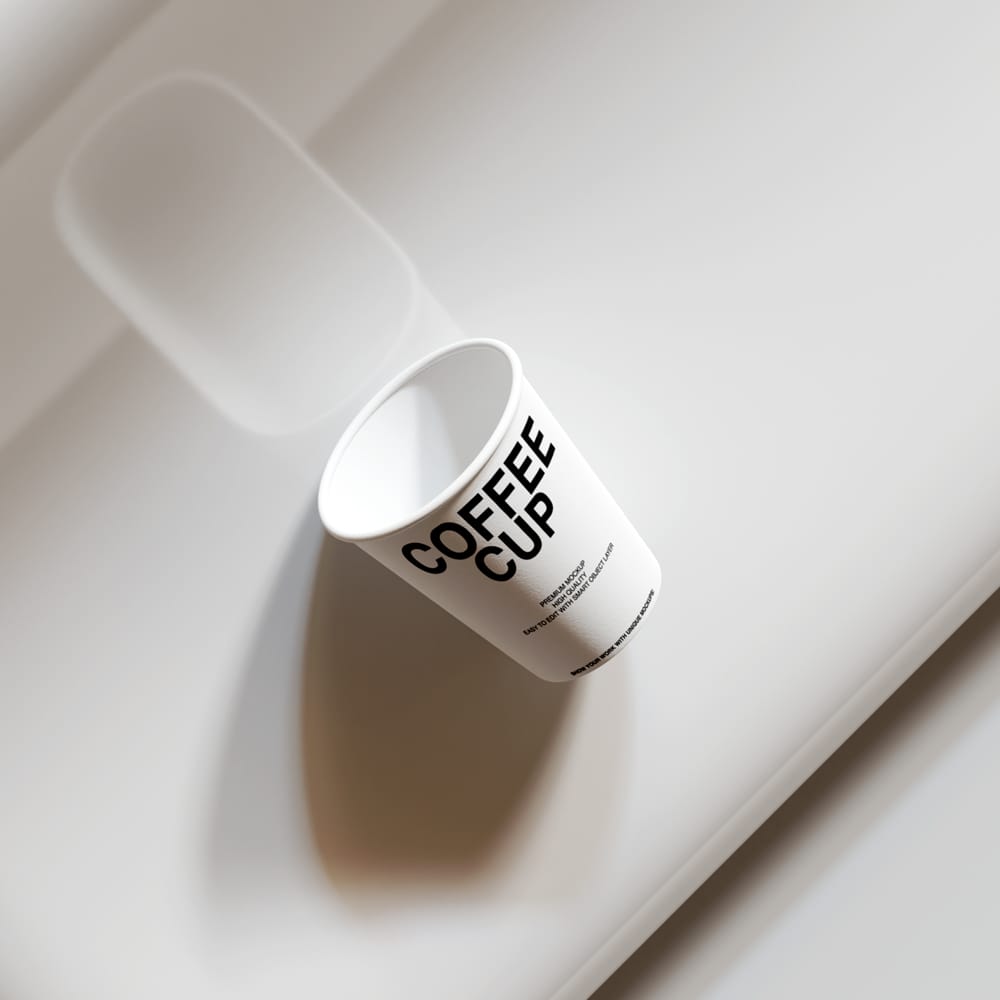 Free Top View Coffee Cup Mockup PSD