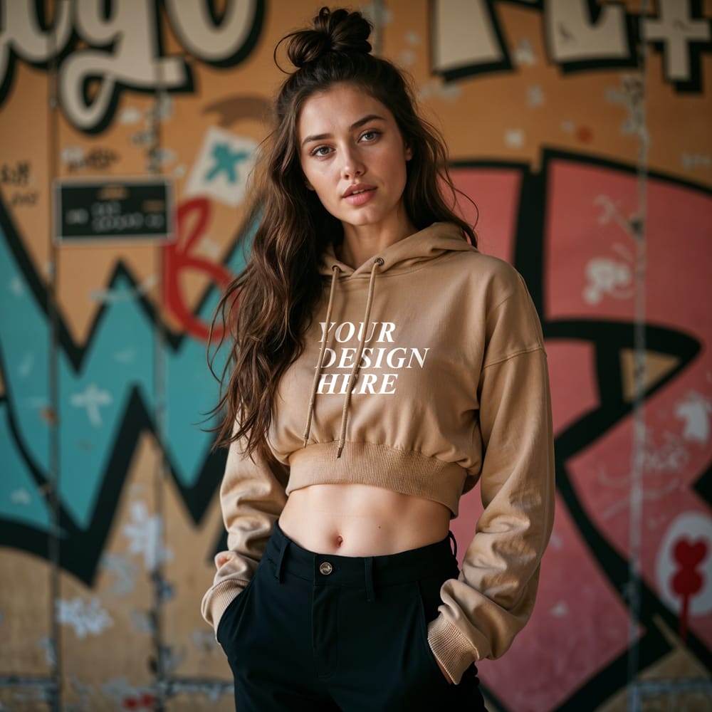 Free Ultra Cropped Hoodie Mockup PSD