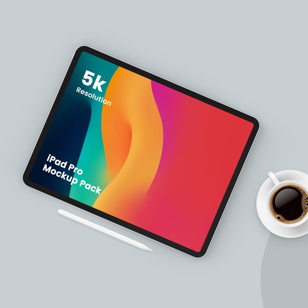 Free Ultra-Realistic 5K iPad Pro Screen Mockup PSD