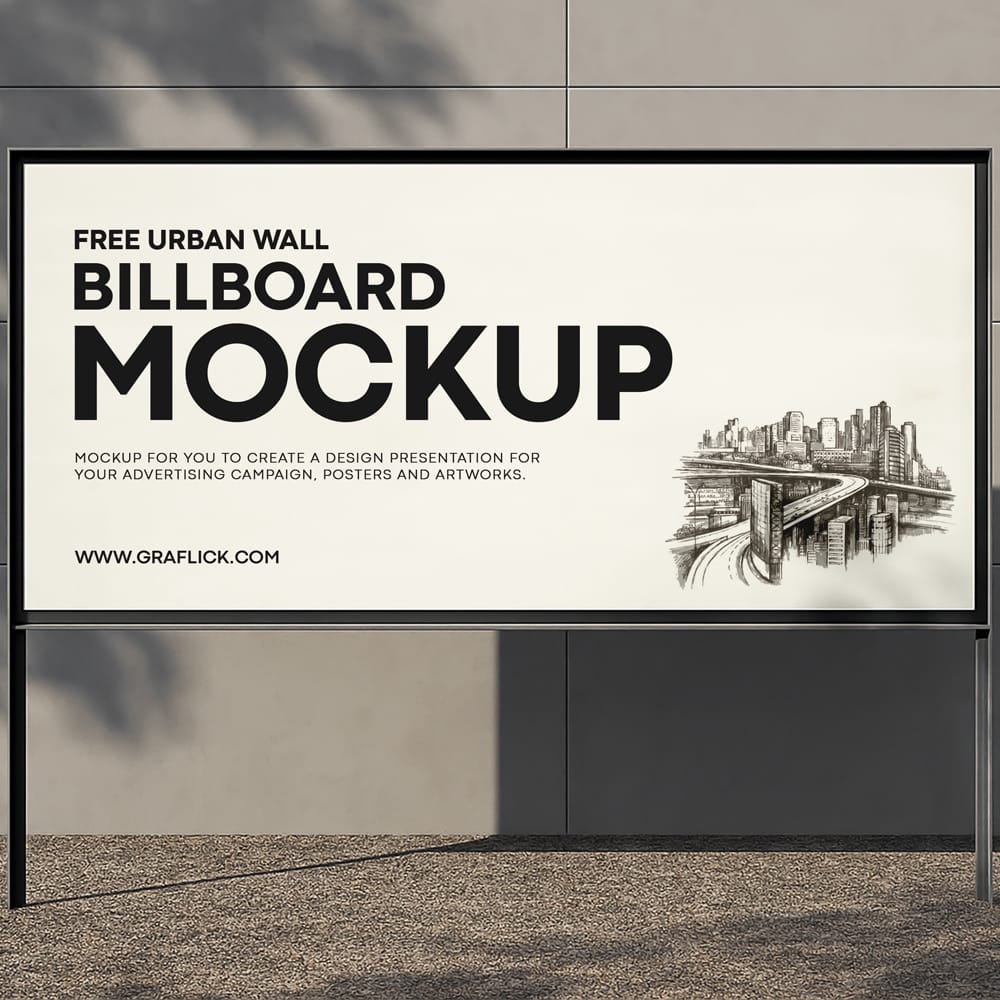 Free Urban Wall Billboard Mockup Template PSD