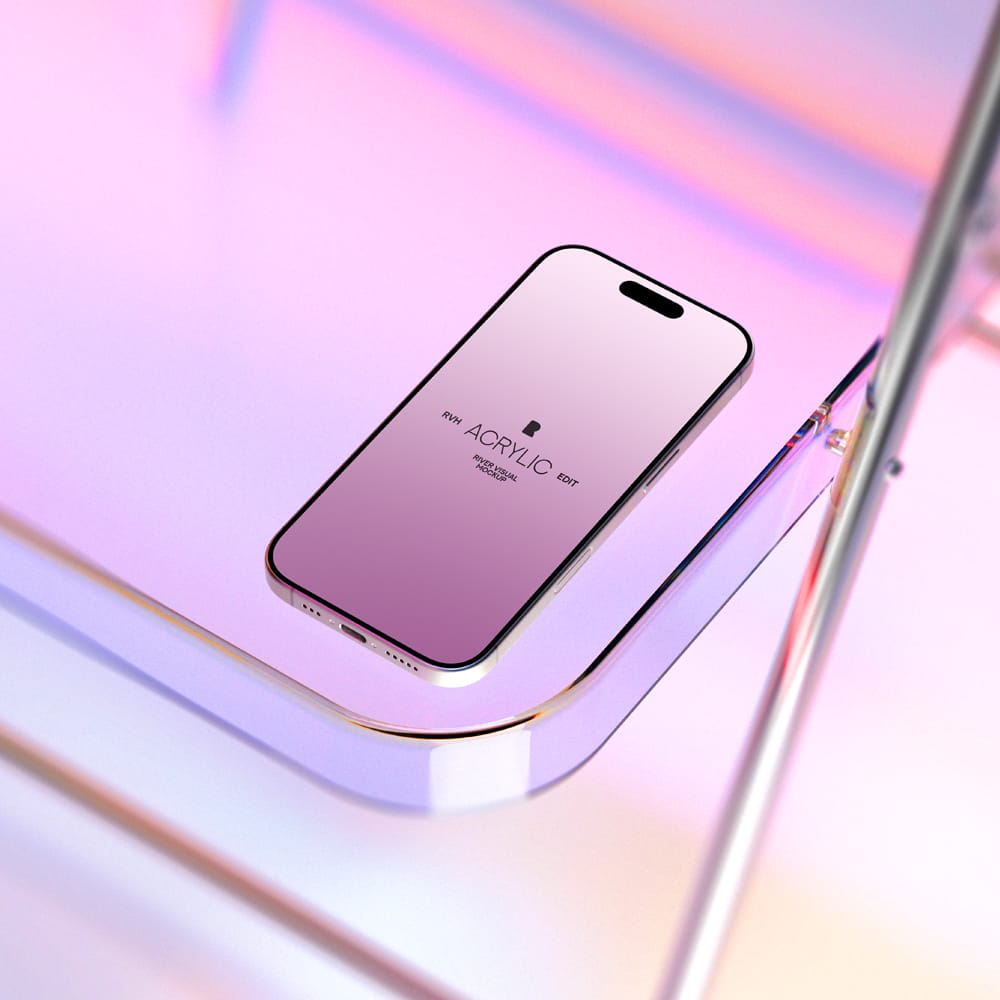 Free iPhone 16 Pro Acrylic Series Mockup PSD