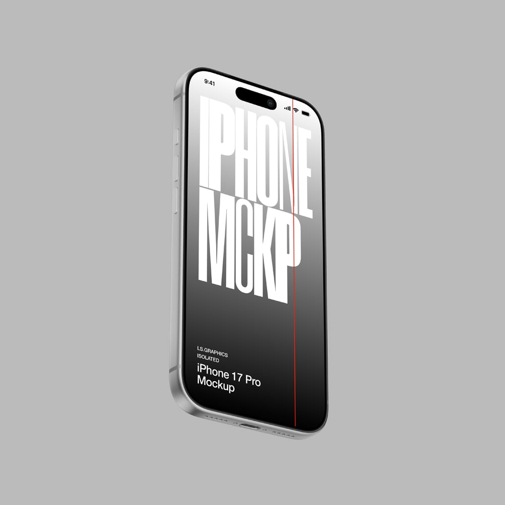Free iPhone 17 Pro Floating Mockup PSD