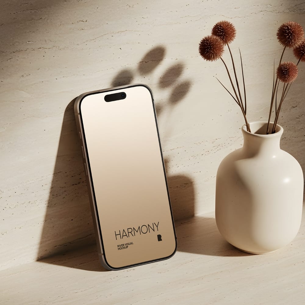 Free iPhone 17 Pro Mockup with Luxury Background PSD