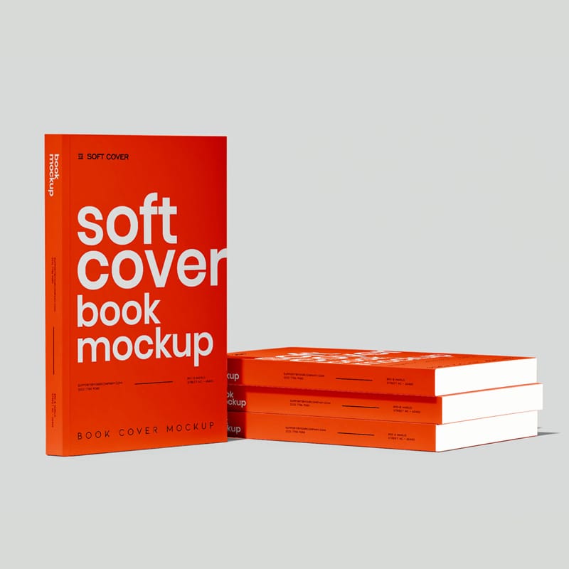 Front View Softcover Book Mockup PSD