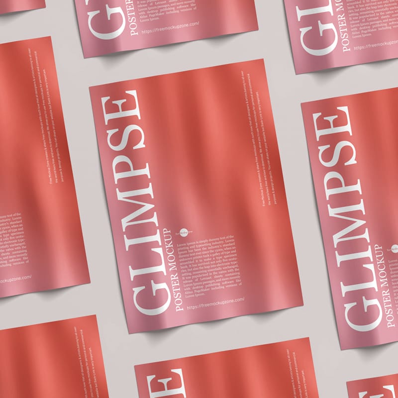 Grid Wrinkled A3 Poster Mockup Template PSD