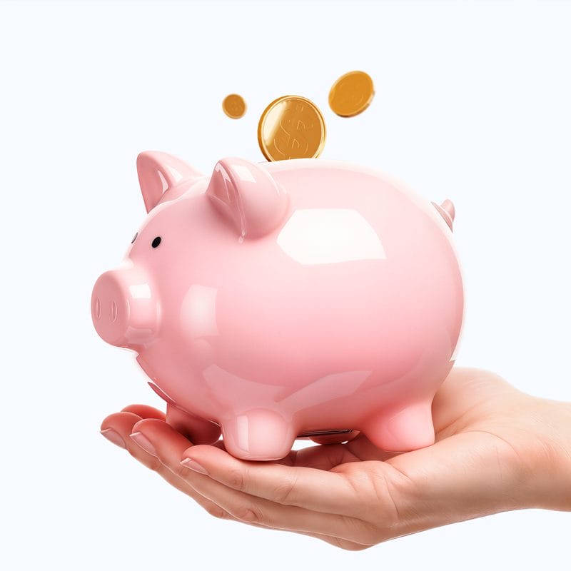 Hand Holding a Piggy Bank Mockup PSD
