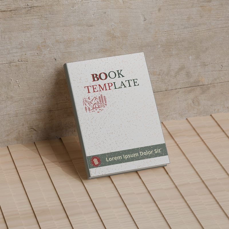 Hardcover Book Mockup on Wood Background PSD