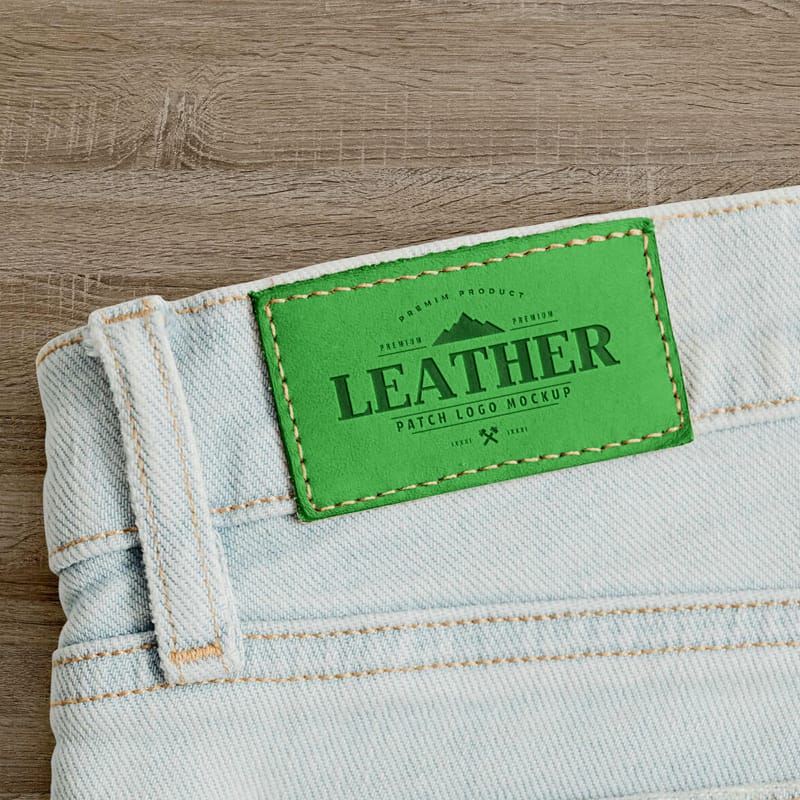 Jeans Leather Patch Mockup PSD